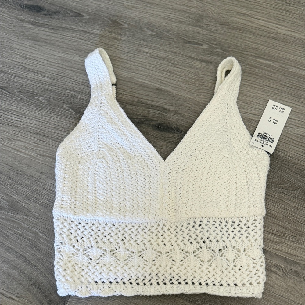 White Crochet Women Top Hollister xxs